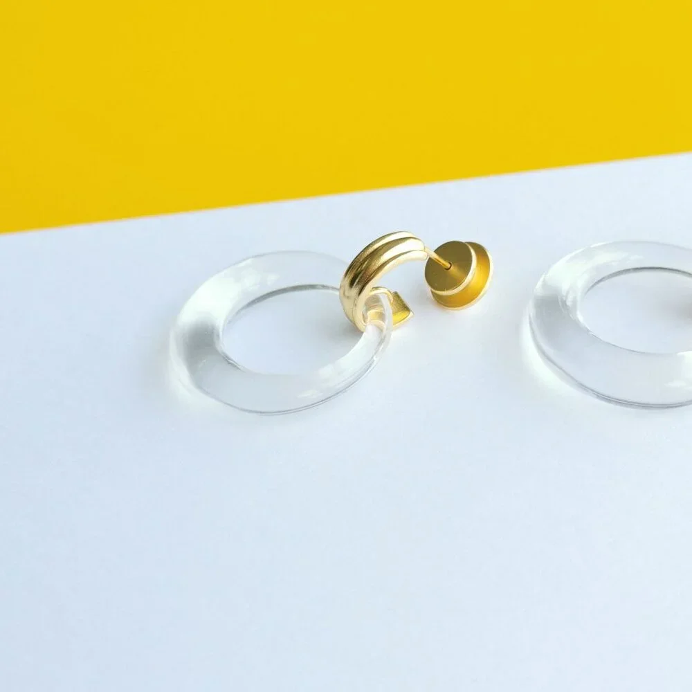 Madison Gold Clear Doorknocker Earrings by Julie Vos